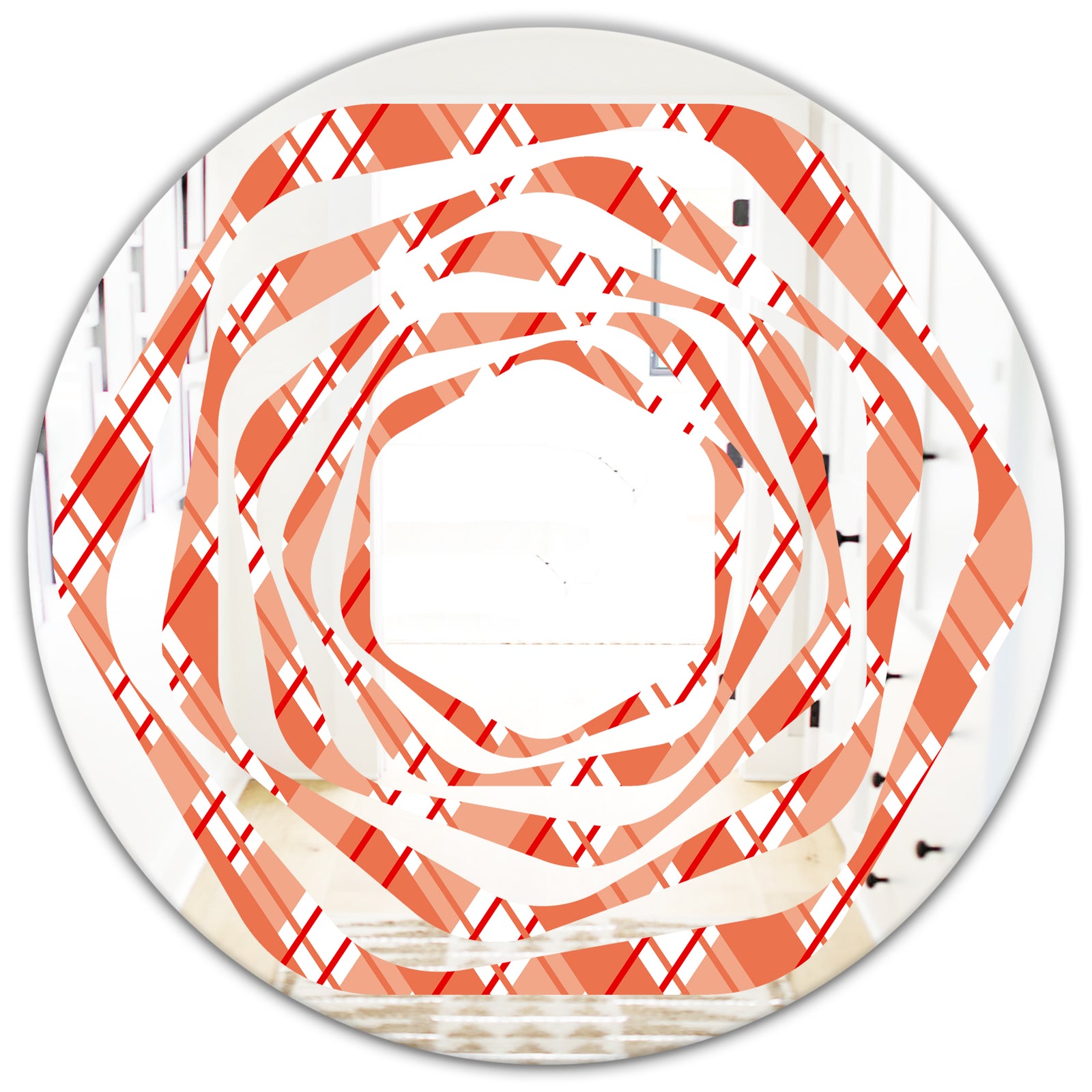 Retro Checkered Pattern I - Modern Round or Oval Wall Mirror - Whirl