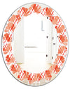 Retro Checkered Pattern I - Modern Round or Oval Wall Mirror - Leaves
