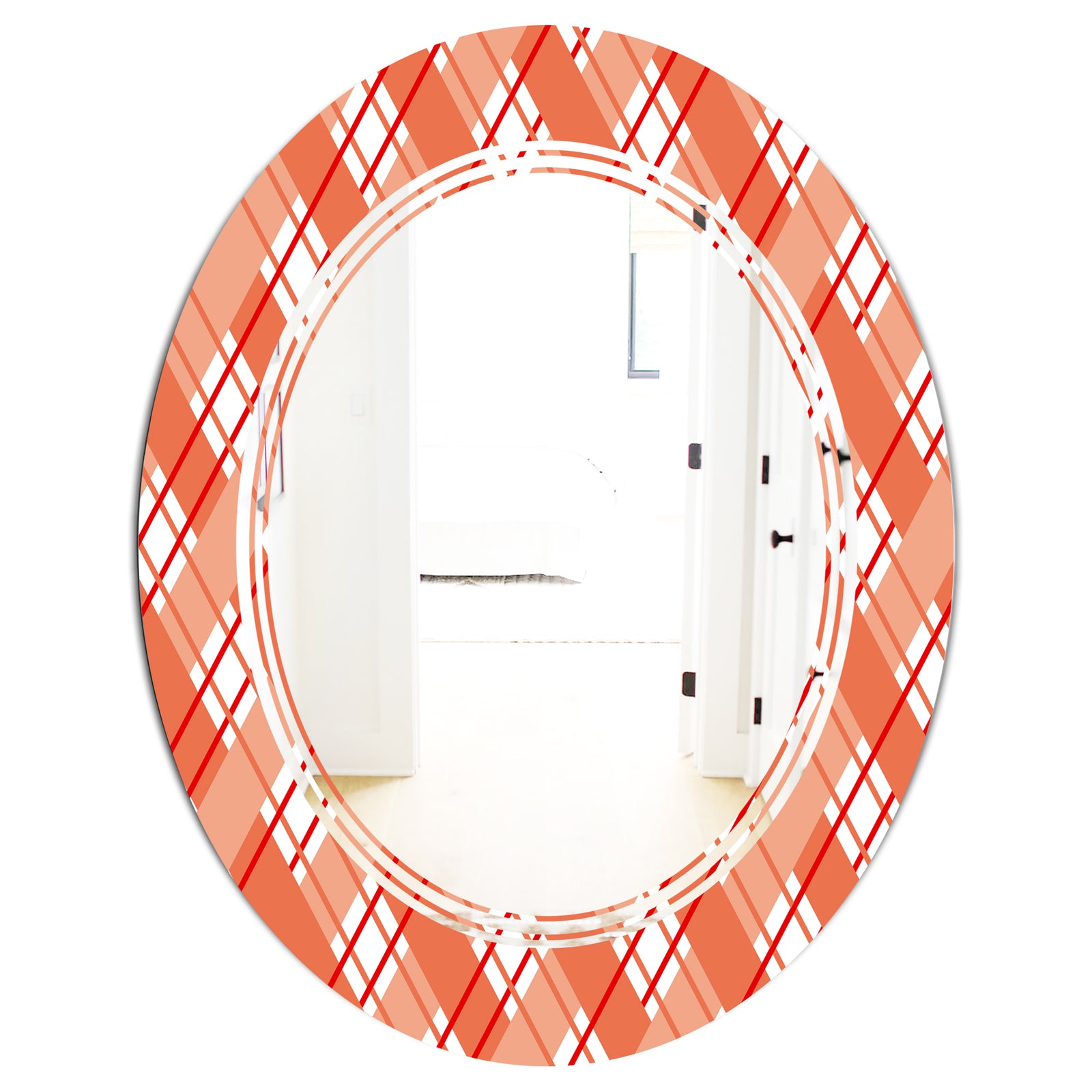 Retro Checkered Pattern I - Modern Round or Oval Wall Mirror - Triple C