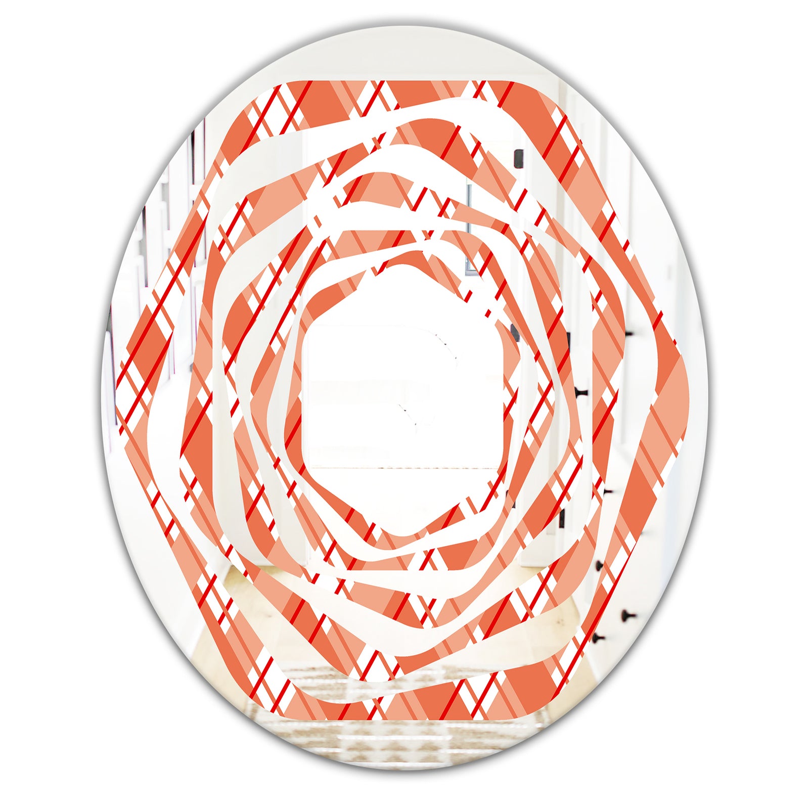 Retro Checkered Pattern I - Modern Round or Oval Wall Mirror - Whirl