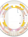 Golden Geometrical Diamond Pattern II - Modern Round or Oval Wall Mirror - Space