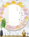 Golden Geometrical Diamond Pattern II - Modern Round or Oval Wall Mirror - Leaves