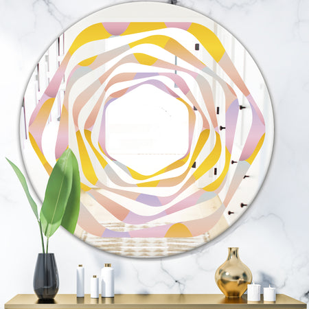 Golden Geometrical Diamond Pattern II - Modern Round or Oval Wall Mirror - Whirl