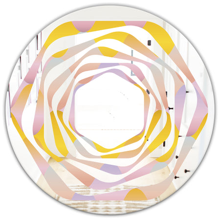 Golden Geometrical Diamond Pattern II - Modern Round or Oval Wall Mirror - Whirl