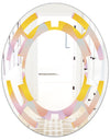 Golden Geometrical Diamond Pattern II - Modern Round or Oval Wall Mirror - Space
