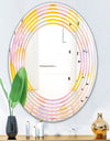 Golden Geometrical Diamond Pattern II - Modern Round or Oval Wall Mirror - Wave