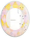 Golden Geometrical Diamond Pattern II - Modern Round or Oval Wall Mirror - Wave