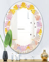 Golden Geometrical Diamond Pattern II - Modern Round or Oval Wall Mirror - Leaves