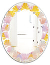 Golden Geometrical Diamond Pattern II - Modern Round or Oval Wall Mirror - Leaves