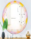 Golden Geometrical Diamond Pattern II - Modern Round or Oval Wall Mirror - Triple C