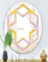 Golden Geometrical Diamond Pattern II - Modern Round or Oval Wall Mirror - Hexagon Star