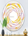 Golden Geometrical Diamond Pattern II - Modern Round or Oval Wall Mirror - Whirl