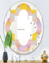 Golden Geometrical Diamond Pattern II - Modern Round or Oval Wall Mirror - Quatrefoil