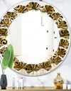 Gold and Black Swirl I - Modern Round or Oval Wall Mirror - Leaves