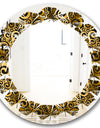 Gold and Black Swirl I - Modern Round or Oval Wall Mirror - Leaves