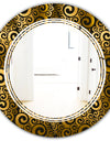 Gold and Black Swirl I - Modern Round or Oval Wall Mirror - Triple C