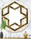Gold and Black Swirl I - Modern Round or Oval Wall Mirror - Hexagon Star