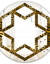 Gold and Black Swirl I - Modern Round or Oval Wall Mirror - Hexagon Star