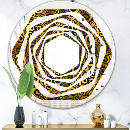 Gold and Black Swirl I - Modern Round or Oval Wall Mirror - Whirl