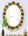 Gold and Black Swirl I - Modern Round or Oval Wall Mirror - Leaves