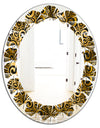 Gold and Black Swirl I - Modern Round or Oval Wall Mirror - Leaves