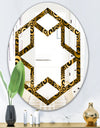 Gold and Black Swirl I - Modern Round or Oval Wall Mirror - Hexagon Star