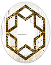 Gold and Black Swirl I - Modern Round or Oval Wall Mirror - Hexagon Star