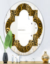 Gold and Black Swirl I - Modern Round or Oval Wall Mirror - Quatrefoil