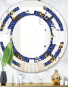 Retro Luxury Waves In Gold and Blue III - Modern Round or Oval Wall Mirror - Space