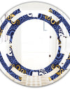 Retro Luxury Waves In Gold and Blue III - Modern Round or Oval Wall Mirror - Space