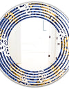 Retro Luxury Waves In Gold and Blue III - Modern Round or Oval Wall Mirror - Wave
