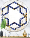 Retro Luxury Waves In Gold and Blue III - Modern Round or Oval Wall Mirror - Hexagon Star