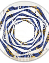 Retro Luxury Waves In Gold and Blue III - Modern Round or Oval Wall Mirror - Whirl