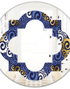 Retro Luxury Waves In Gold and Blue III - Modern Round or Oval Wall Mirror - Quatrefoil