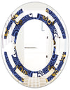 Retro Luxury Waves In Gold and Blue III - Modern Round or Oval Wall Mirror - Space