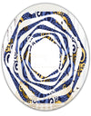 Retro Luxury Waves In Gold and Blue III - Modern Round or Oval Wall Mirror - Whirl