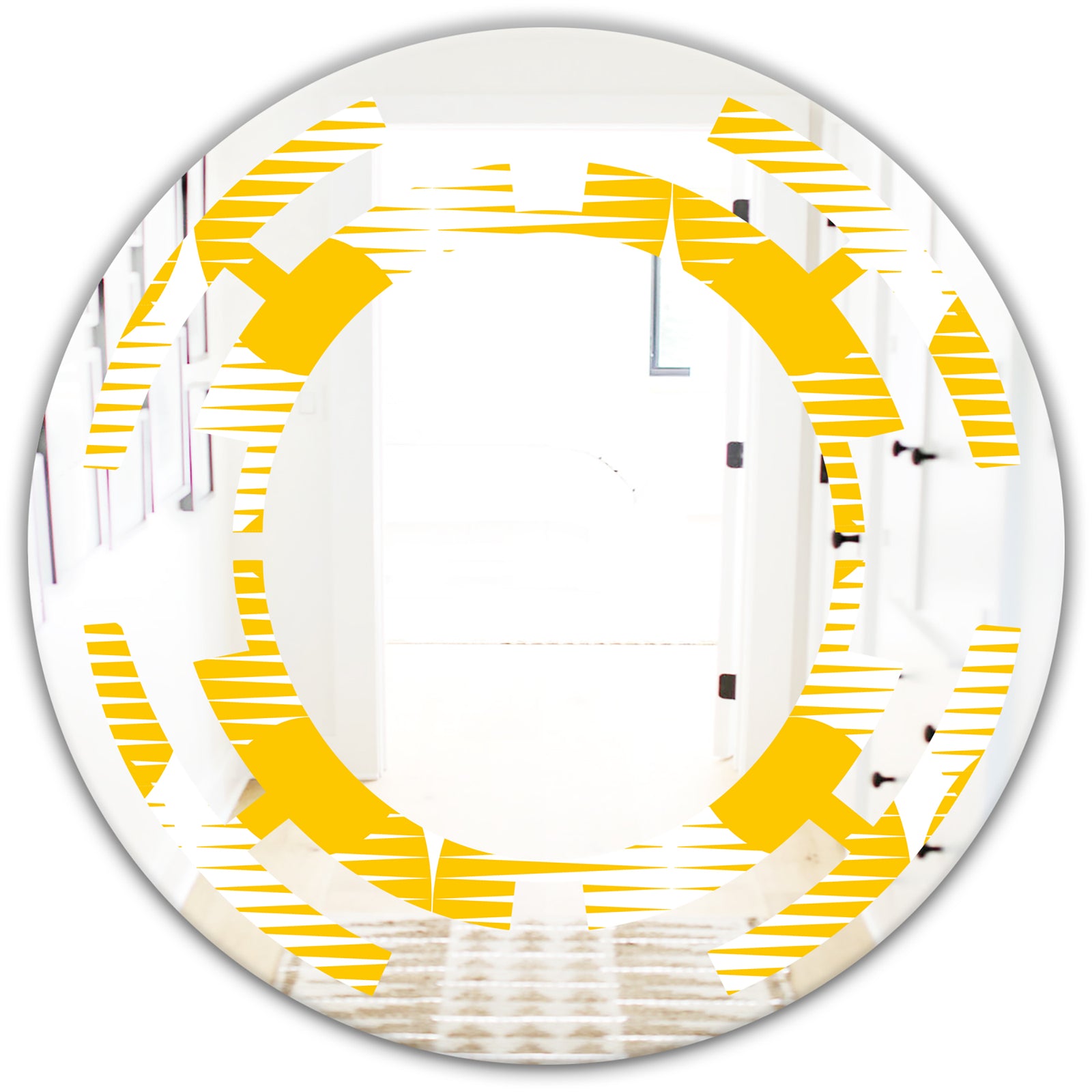 Abstract Retro Geometric Pattern IV - Modern Round or Oval Wall Mirror - Space