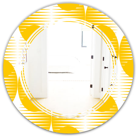 Abstract Retro Geometric Pattern IV - Modern Round or Oval Wall Mirror - Triple C