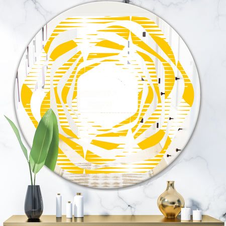 Abstract Retro Geometric Pattern IV - Modern Round or Oval Wall Mirror - Whirl