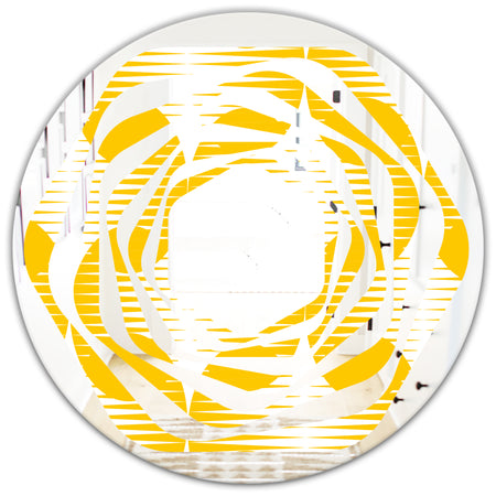 Abstract Retro Geometric Pattern IV - Modern Round or Oval Wall Mirror - Whirl