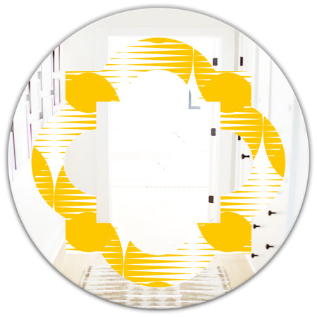 Abstract Retro Geometric Pattern IV - Modern Round or Oval Wall Mirror - Quatrefoil