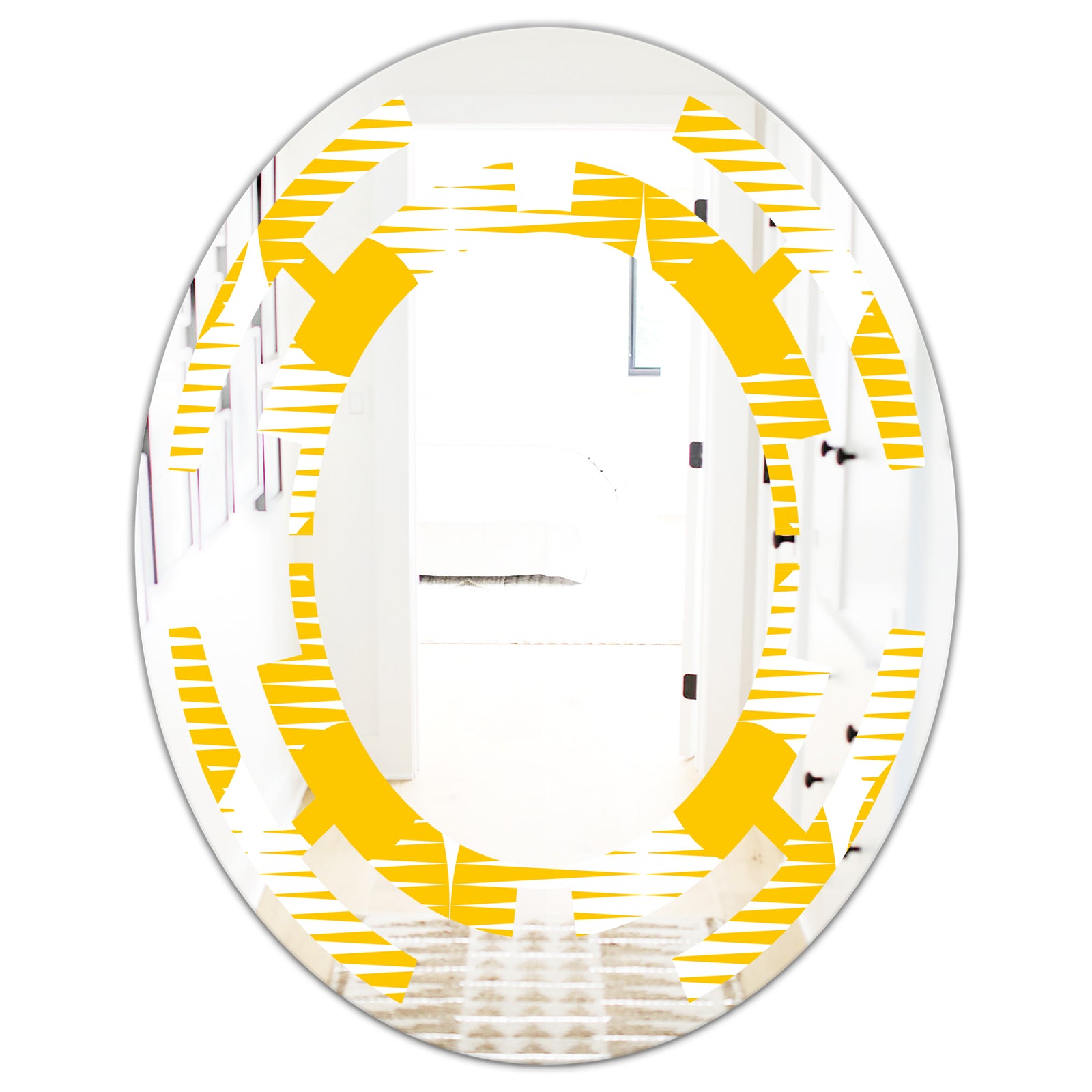 Abstract Retro Geometric Pattern IV - Modern Round or Oval Wall Mirror - Space