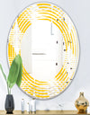 Abstract Retro Geometric Pattern IV - Modern Round or Oval Wall Mirror - Wave