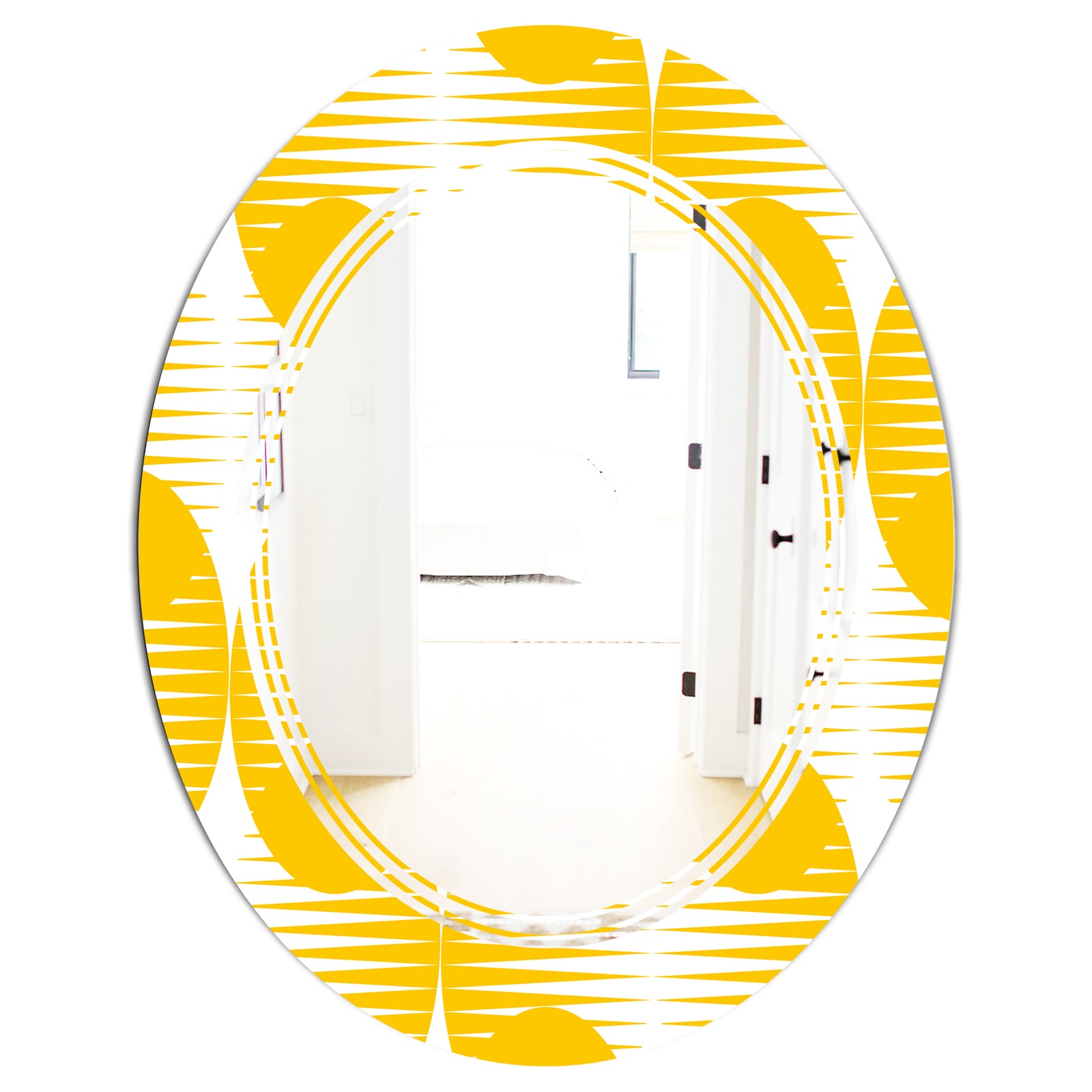 Abstract Retro Geometric Pattern IV - Modern Round or Oval Wall Mirror - Triple C