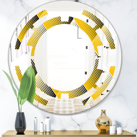 Rhombus Retro Geometric - Modern Round or Oval Wall Mirror - Space