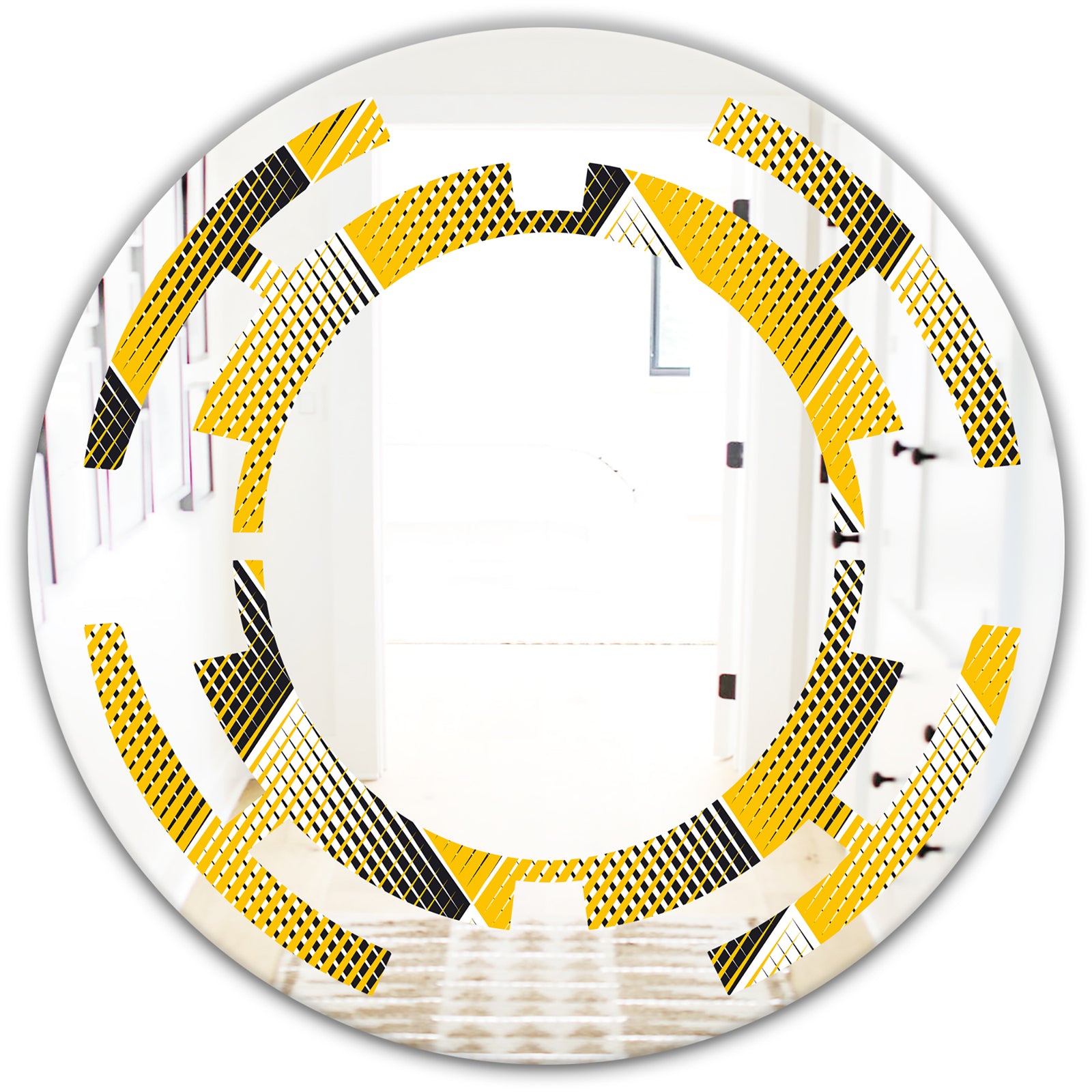 Rhombus Retro Geometric - Modern Round or Oval Wall Mirror - Space