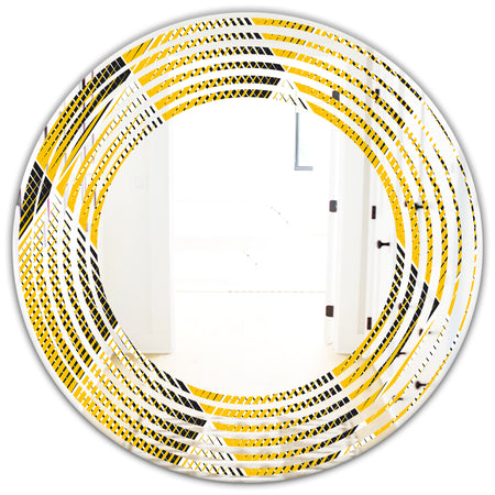 Rhombus Retro Geometric - Modern Round or Oval Wall Mirror - Wave