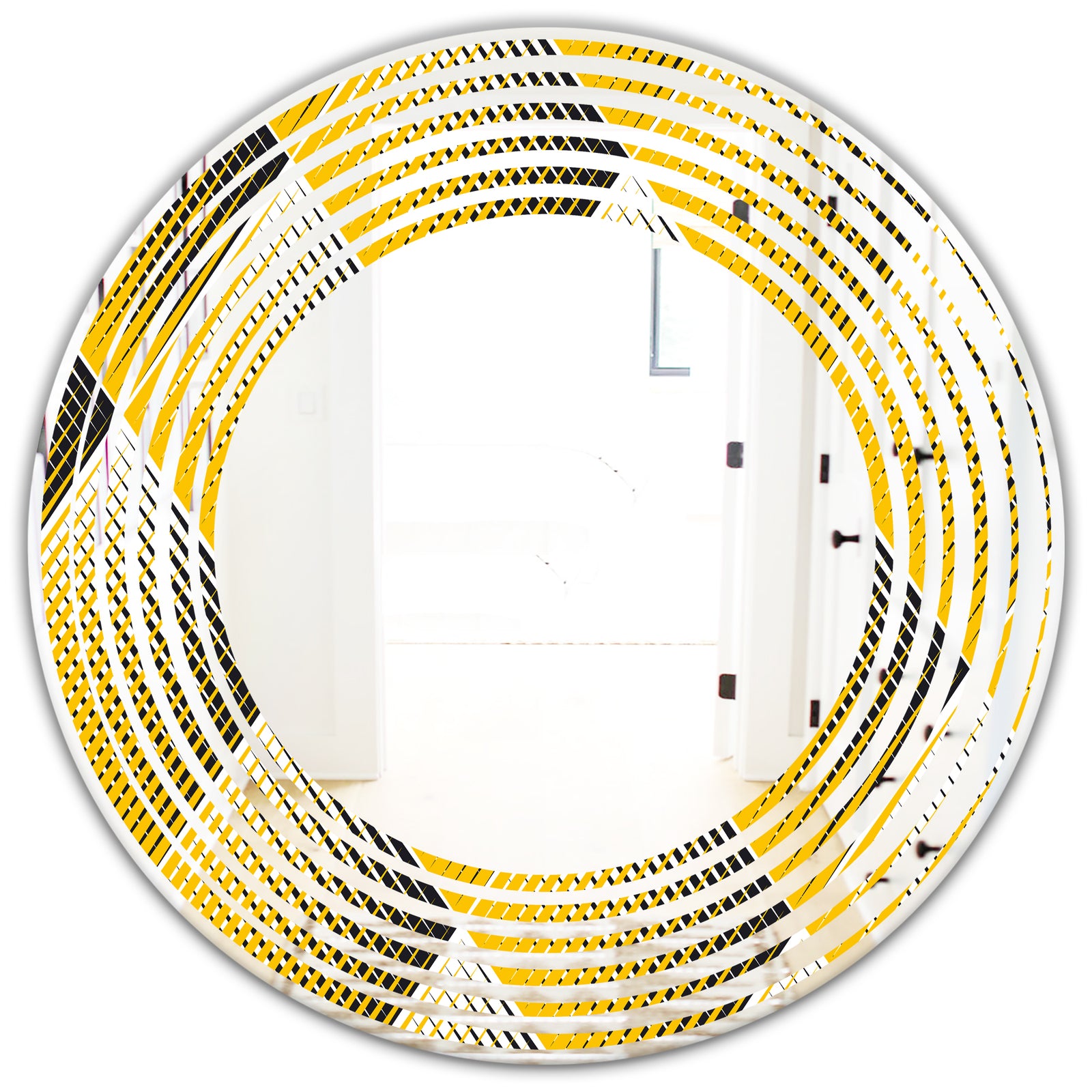 Rhombus Retro Geometric - Modern Round or Oval Wall Mirror - Wave