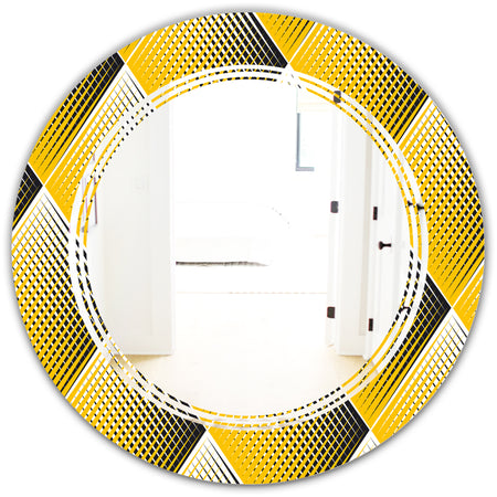 Rhombus Retro Geometric - Modern Round or Oval Wall Mirror - Triple C