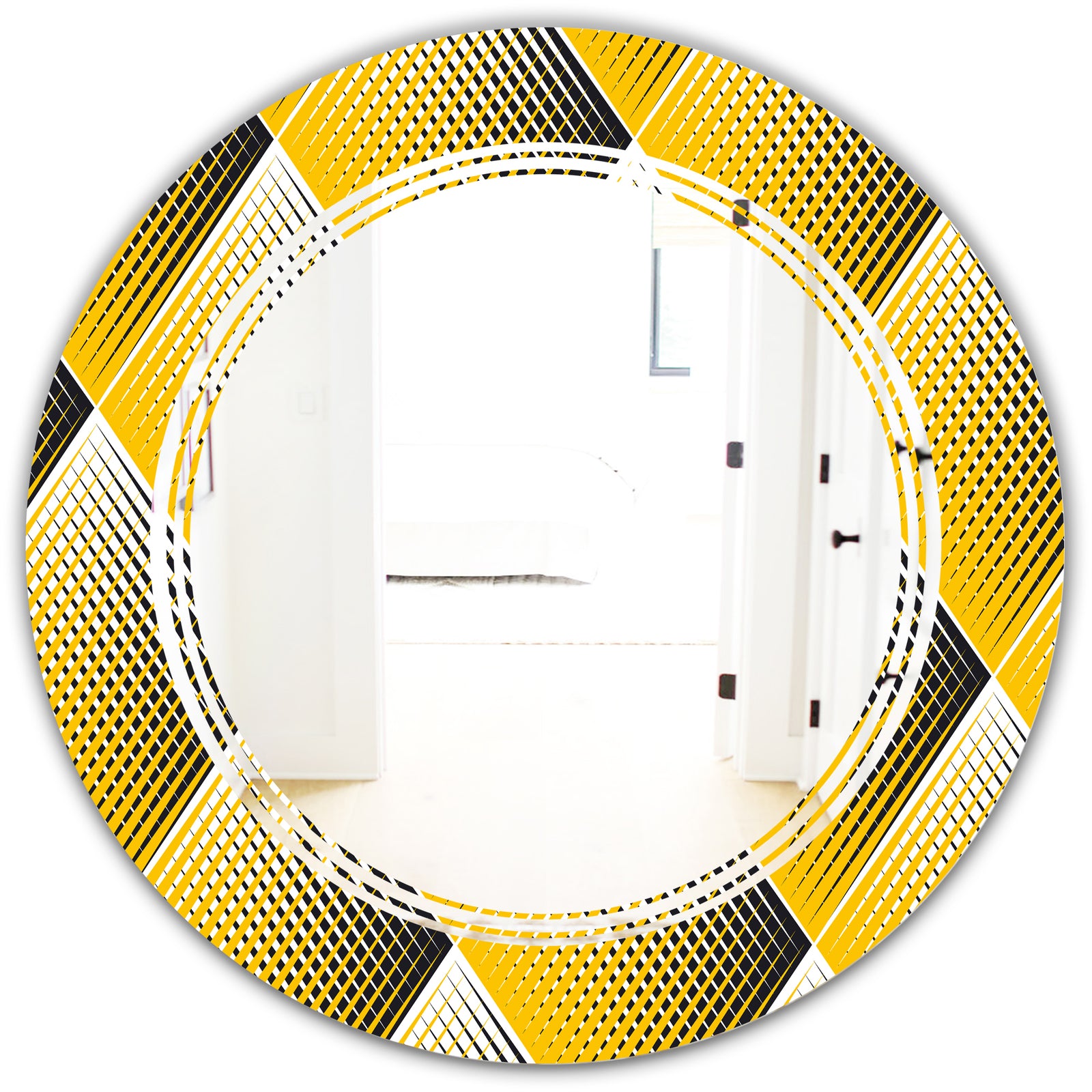 Rhombus Retro Geometric - Modern Round or Oval Wall Mirror - Triple C